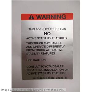 CAT LIFT TRUCKS – PLATE, SAS CAUTION A000062046